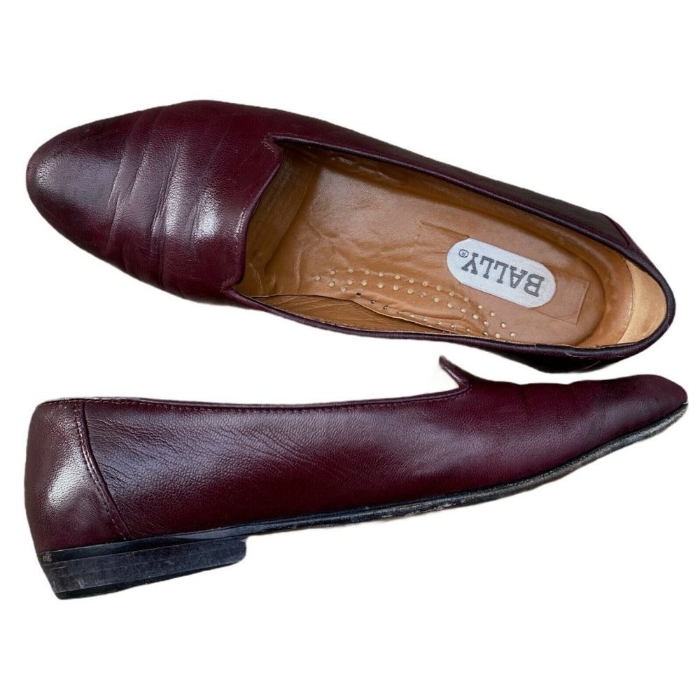 Bally Women Loafers Burgundy Red Flats Italy - Picture 5 of 7